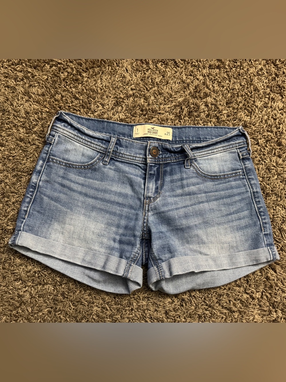 Hollister Light Blue Cuffed Denim Shorts